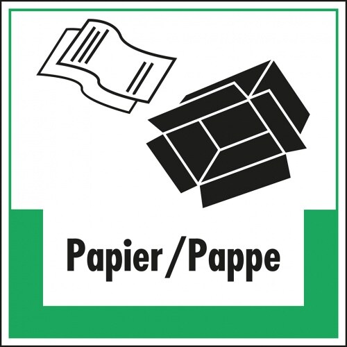 Schild I Abfallkennzeichen Papier/Pappe, mit Symbol und Text, Kunststoff, 200x200mm Image
