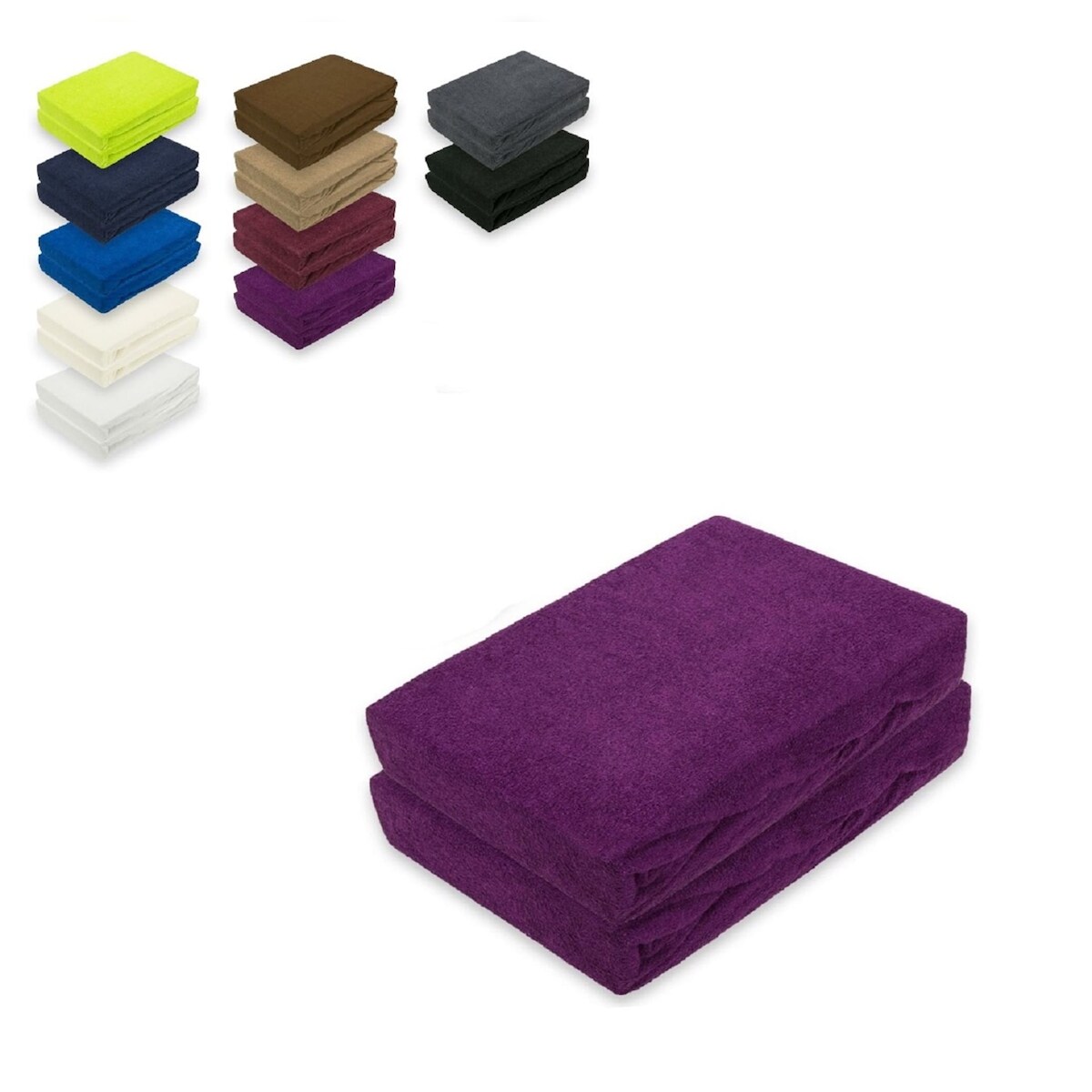 EXKLUSIV HEIMTEXTIL Doppelpack Frottee Spannbettlaken 60 - 70 x 140 cm Lila Image