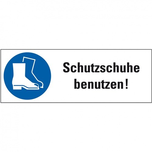 Aufkleber I Gebots-Kombischild Schutzschuhe benutzen, Folie, selbstklebend, 210x74mm Image