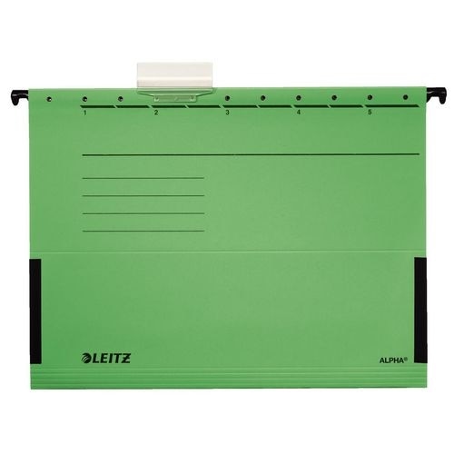 Leitz ALPHA Hängetaschen 1986 DIN A4 V-Base 15 mm 275 g/m² Grün 100% Recycelter Pendarec-Karton 5 Stück Image