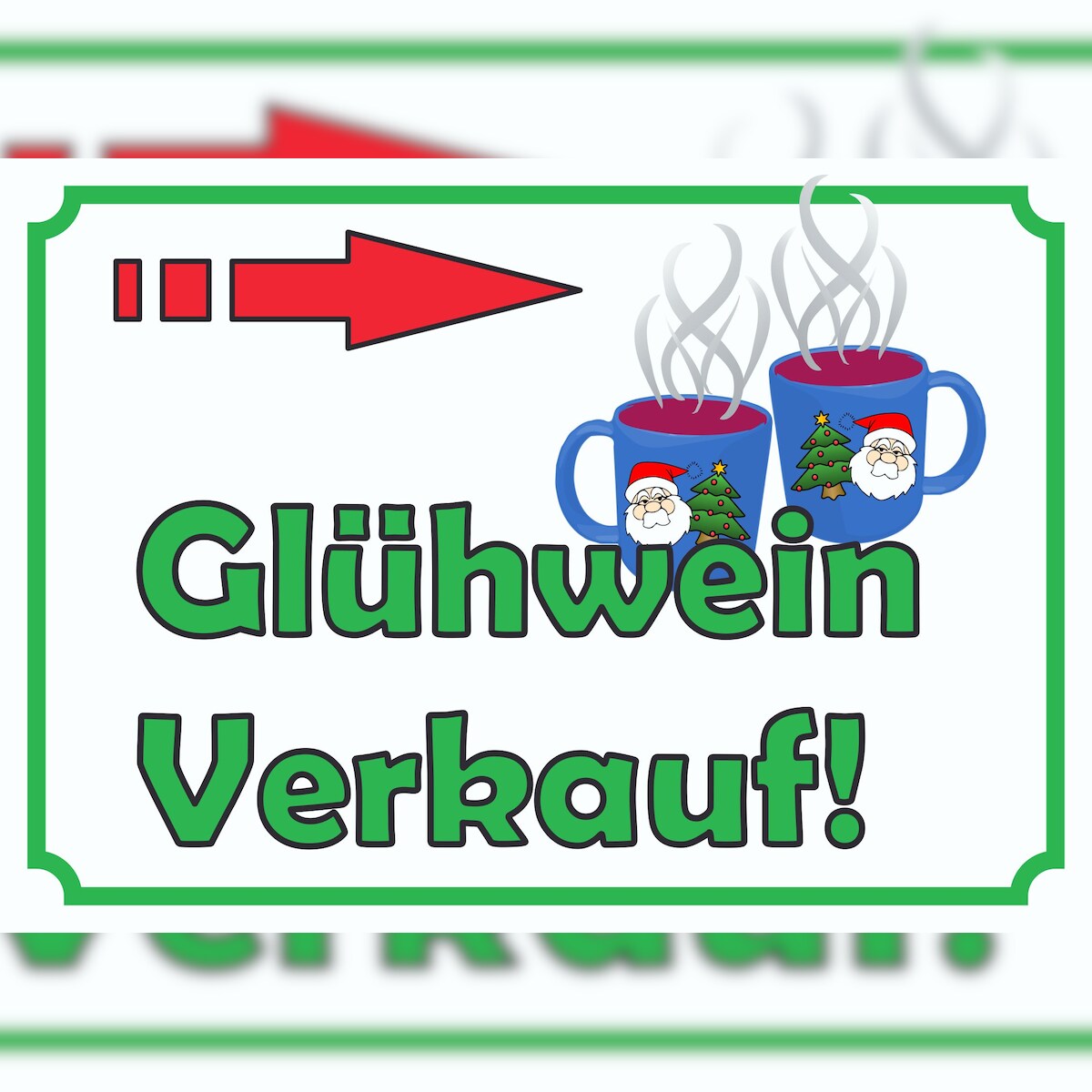 Glühwein Verkaufsschild Schild mit Pfeil nach rechts A4 (210x297mm) Image