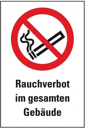 Schild I Verbots-Kombischild Rauchverbot im gesamten Gebäude, Kunststoff, 200x300mm, ASR A1.3, DIN EN ISO 7010 P002 Image
