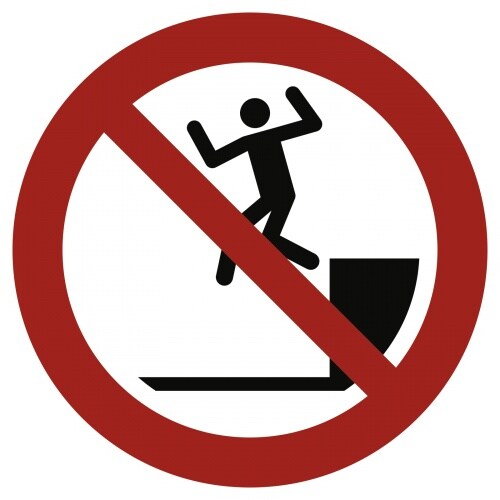 Schild Herunterspringen verboten ISO 7010, Alu, 1,8 mm, Ø 200 mm Image