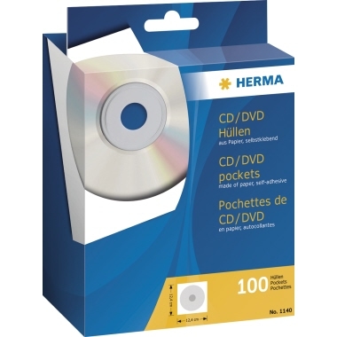 HERMA CD/DVD Hülle 1140 12,4x12,4cm weiß 100 St./Pack. Image