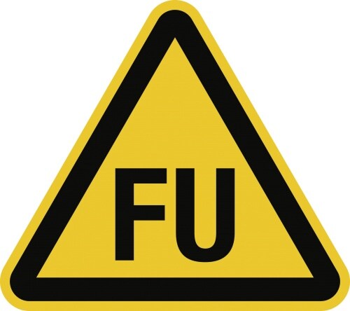 Dreifke® Aufkleber Warnung für Betriebsmittel mit Frequenzumrichter, Folie, 30 mm SL, 6 Stück/Bogen Image