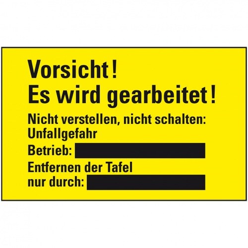 Schild I Schultafellack-Schild Vorsicht! Es wird ...!, gelb/schwarz, Kunststoff, 300x200mm Image