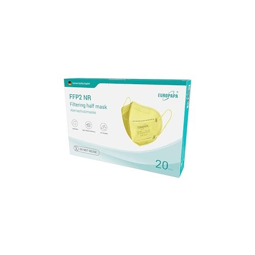 EUROPAPA® 20x FFP2 Gelb Atemschutzmaske 5-Lagen Staubschutzmasken einzeln Verpackt