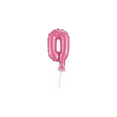 Kuchendeko Mini Folienballon rosa Zahl 0
