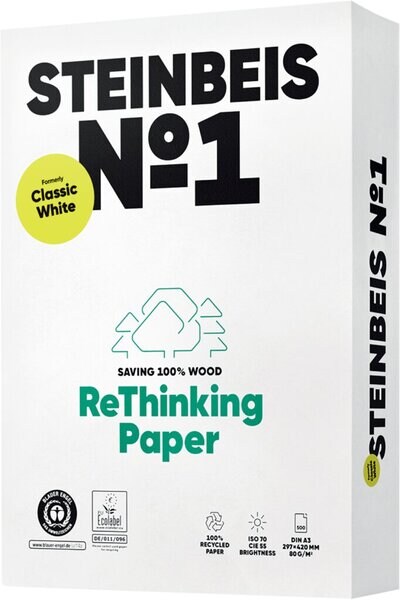 Steinbeis No. 1 Kopierpapier, Recycling, DIN A4, 80 g/qm, weiß, Weißegrad: 55 CIE Image