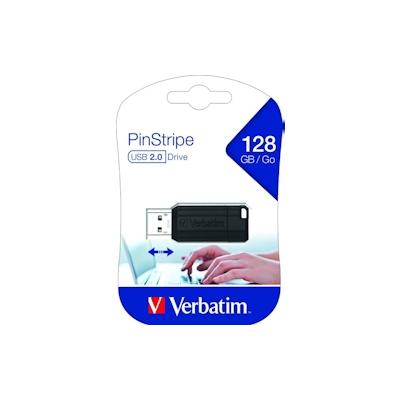 Verbatim Speicherstick USB 2.0, 128 GB, PinStripe, schwarz