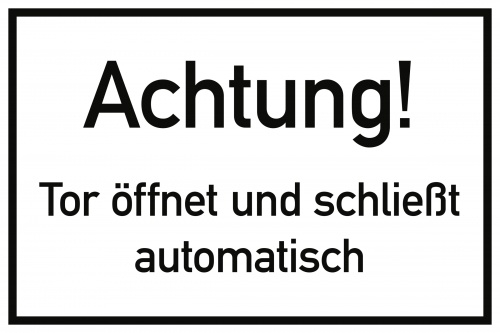 Achtung! Tor öffnet und schließt automatisch, Alu, 300x200 mm Image