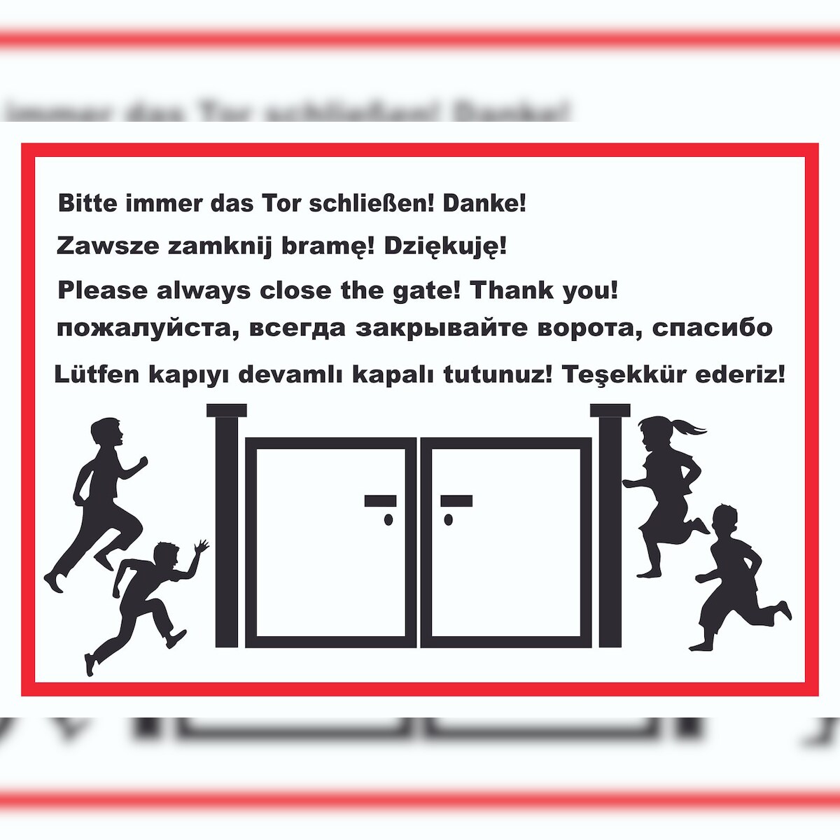 HB-Druck Tor schließen Kindergarten mehrsprachig Schild A6 (105x148mm) Image