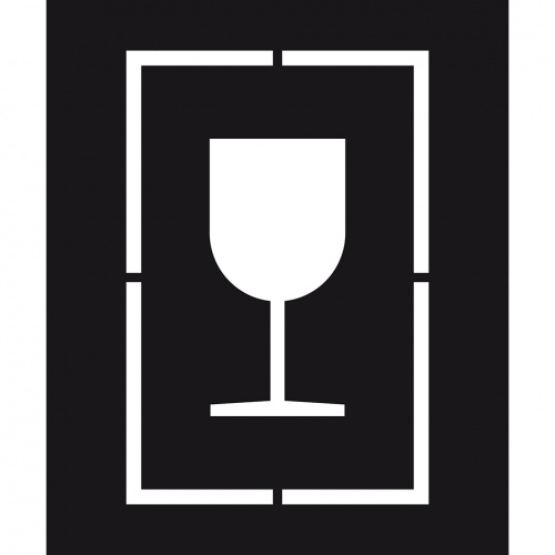 Schild I Sprühschablone Verpackungskennzeichen Vorsicht Glas, weiß, Kunststoff, 150x180mm, DIN EN ISO 780 Image