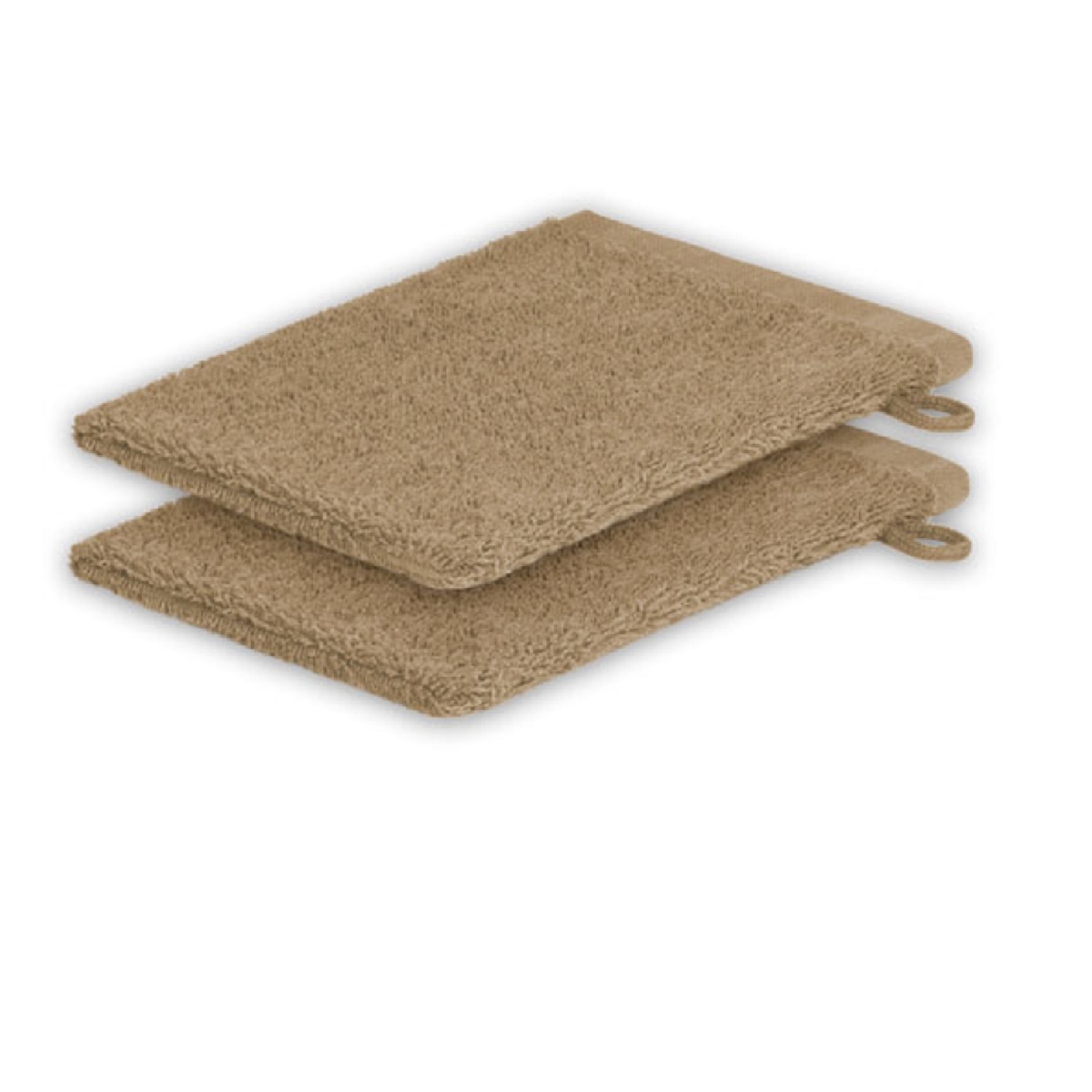 EXKLUSIV HEIMTEXTIL 2x Waschhandschuh Frottier 500 g/m² 15 x 21 cm Sand Image
