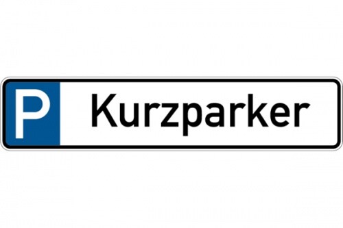 Parkplatzkennzeichen, P-Kurzparker, 113x523mm, Alu geprägt - 523x113x0.45 mm Aluminium geprägt Image