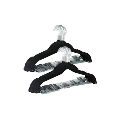 SVITA 20er Set Kleiderbügel Hosenbügel mit Clips und Samt-Bezug Schwarz Image