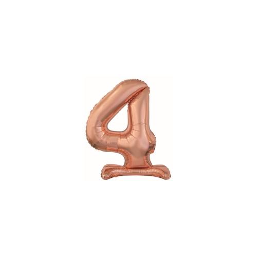 XL Folienballon Zahl 4 Roségold stehend