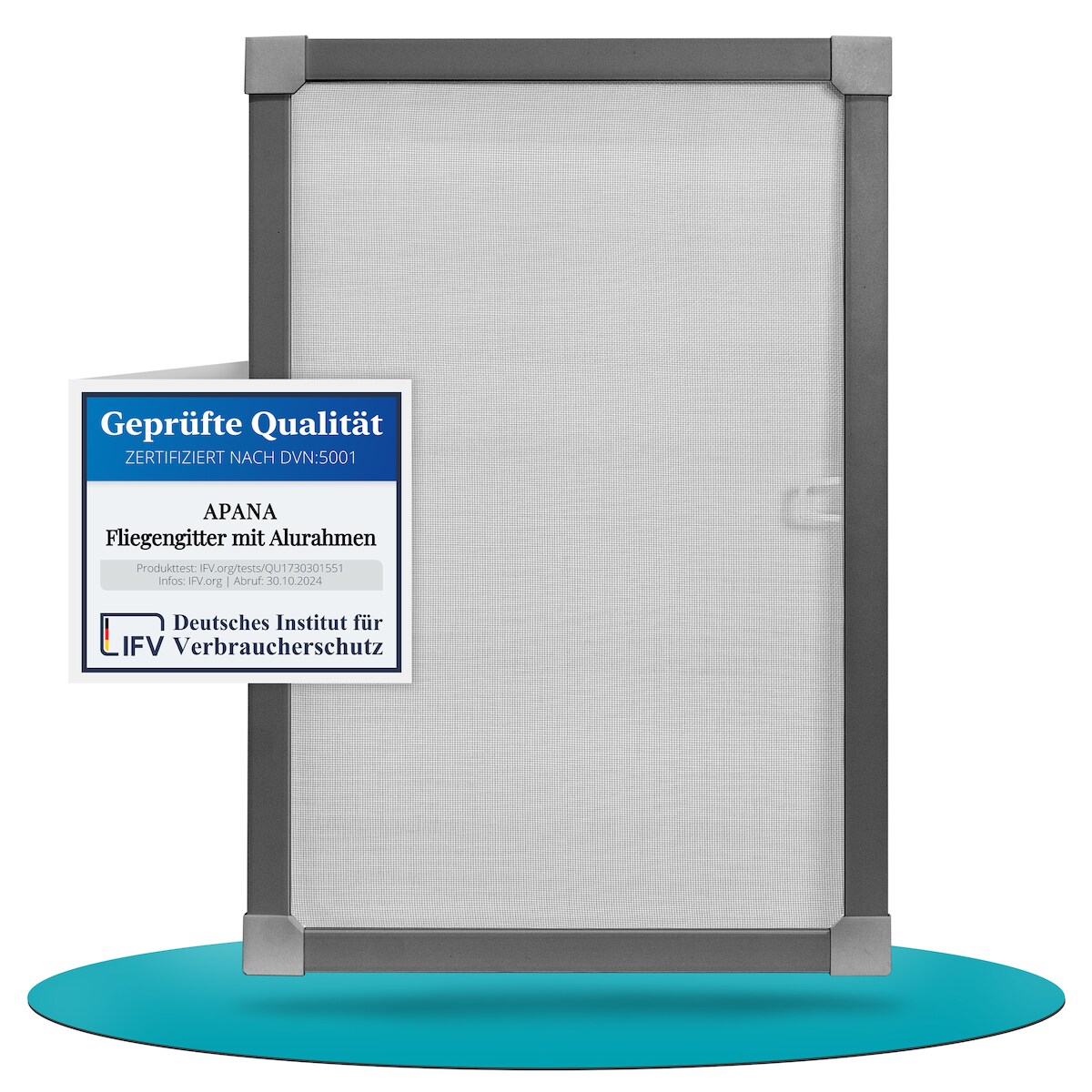 APANA Fliegengitter Insektenschutz Fenster Alu Rahmen nach auf Maß ohne Bohren Bausatz,Farbe:anthrazit (RAL7016),Größe (Breite x Höhe):120 x 140 cm Image