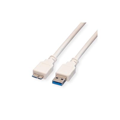 VALUE USB 3.2 Gen 1 Kabel, A ST - Micro B ST, weiß, 0,15 m Image