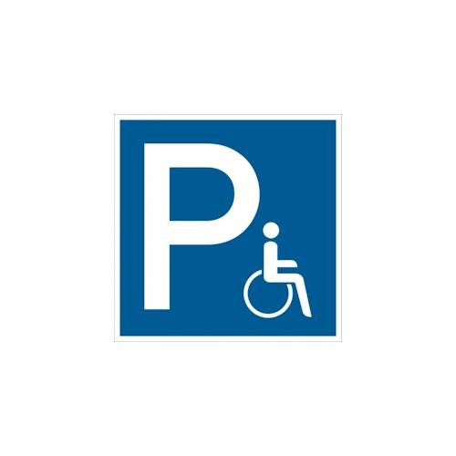 Parkplatzschild, Symbol Rollstuhlfahrer, Folie/Aluminium – 250x250x0.45 mm Aluminium geprägt
