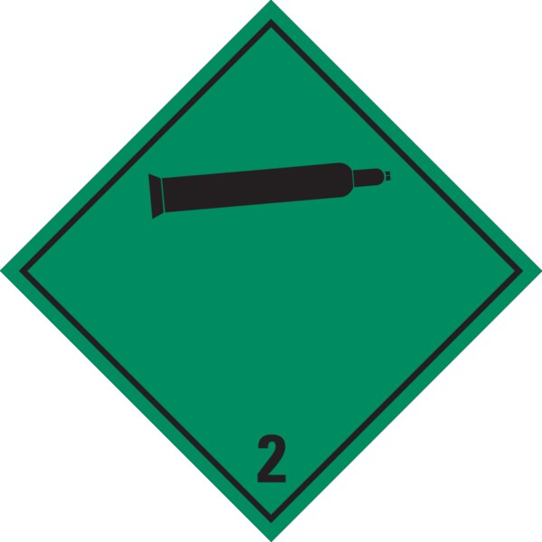 Gefahrzettel, Gefahrgutklasse 2 - Nicht entzündbare, nicht giftige Gase - 300x300 mm Folie selbstklebend Image
