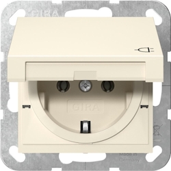Gira SCHUKO-Steckdose 16A 250V mit Klappdeckel System 55 Cremeweiß glänzend Image