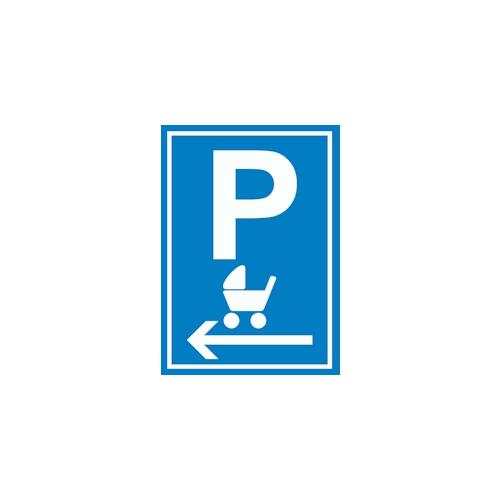 Kinderwagen Parkplatz links Schild A3 Rückseite selbstklebend