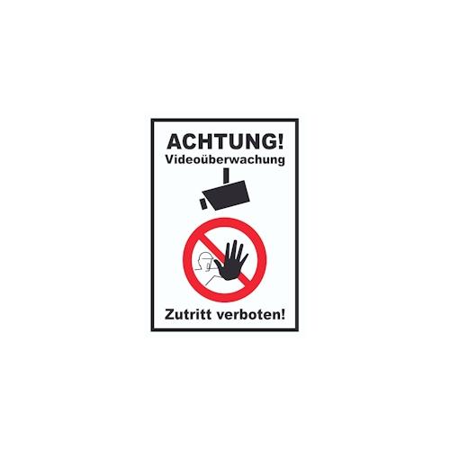 Achtung Videoüberwachung Zutritt verboten Schild A4