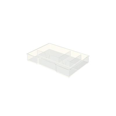 LEITZ Schubladeneinsatz transparent, 4 Fächer, für CUBE und CUBE WOW, Maße: 245 x 33 x 165 mm.