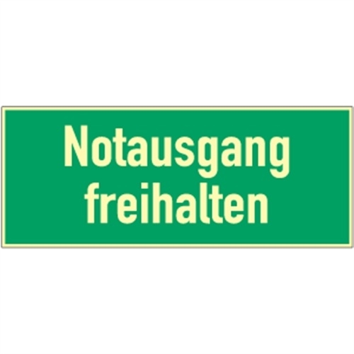 Notausgang freihalten, Textschild, Folie, nachleucht., 160-mcd, 297x148 mm Image