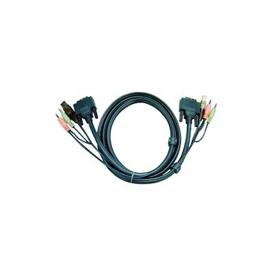 ATEN 2L-7D02U KVM Kabel DVI-D (Single Link), USB, Audio, schwarz, 1,8 m