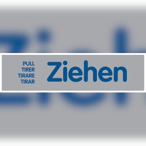 Türschild, Ziehen - mehrsprachig, 40 x 160 mm - 160x40x1 mm Kunststoff Image