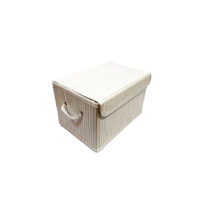 Bambus Kiste Regalkorb Box Schachtel Kästchen weiß H 20 x B 22 x L 33 cm Image