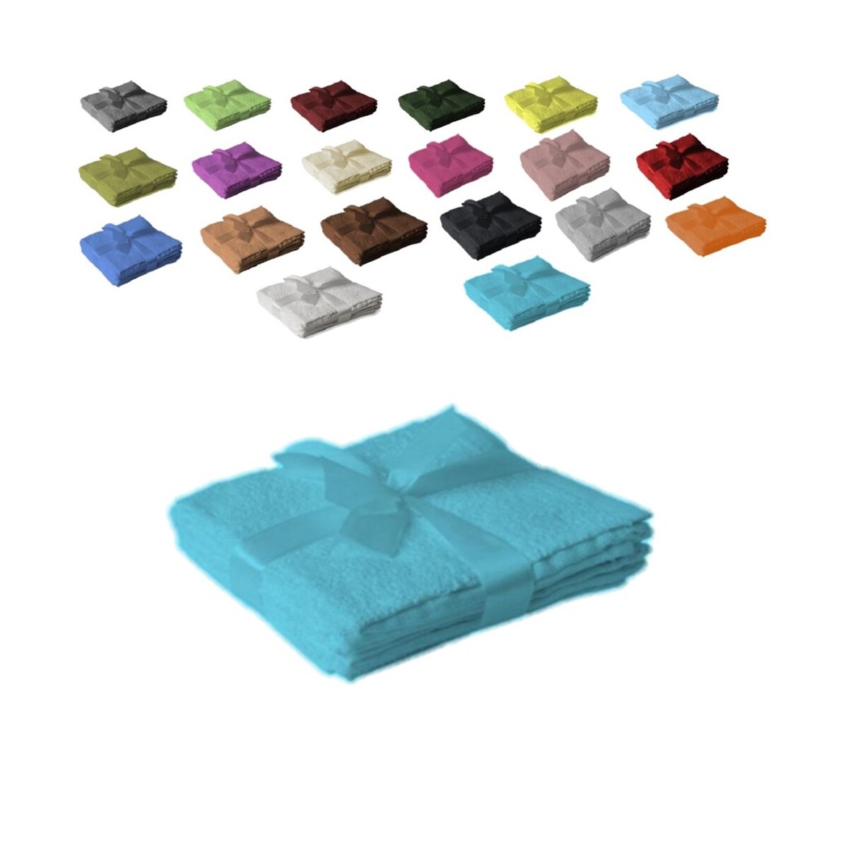 EXKLUSIV HEIMTEXTIL Handtuchserie im Set mit Schleife Marke Seiftuch 4er Set 30 x 30 cm Türkis Image