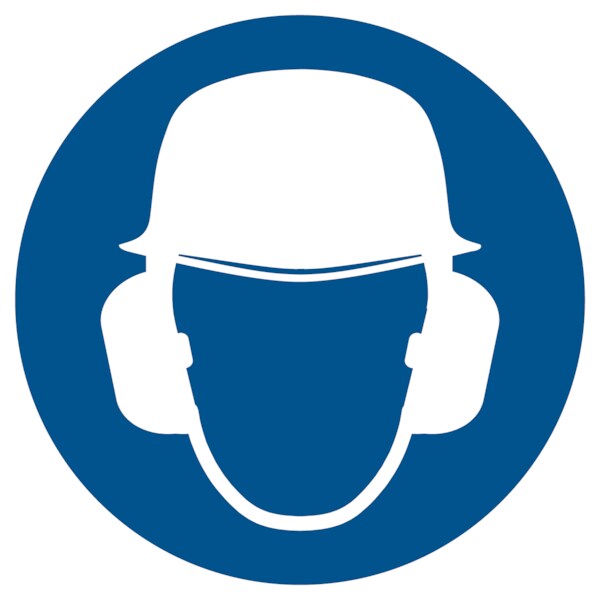 Gebotsschild, Kopf- und Gehörschutz benutzen - praxisbewährt - 100 mm Folie selbstklebend Image