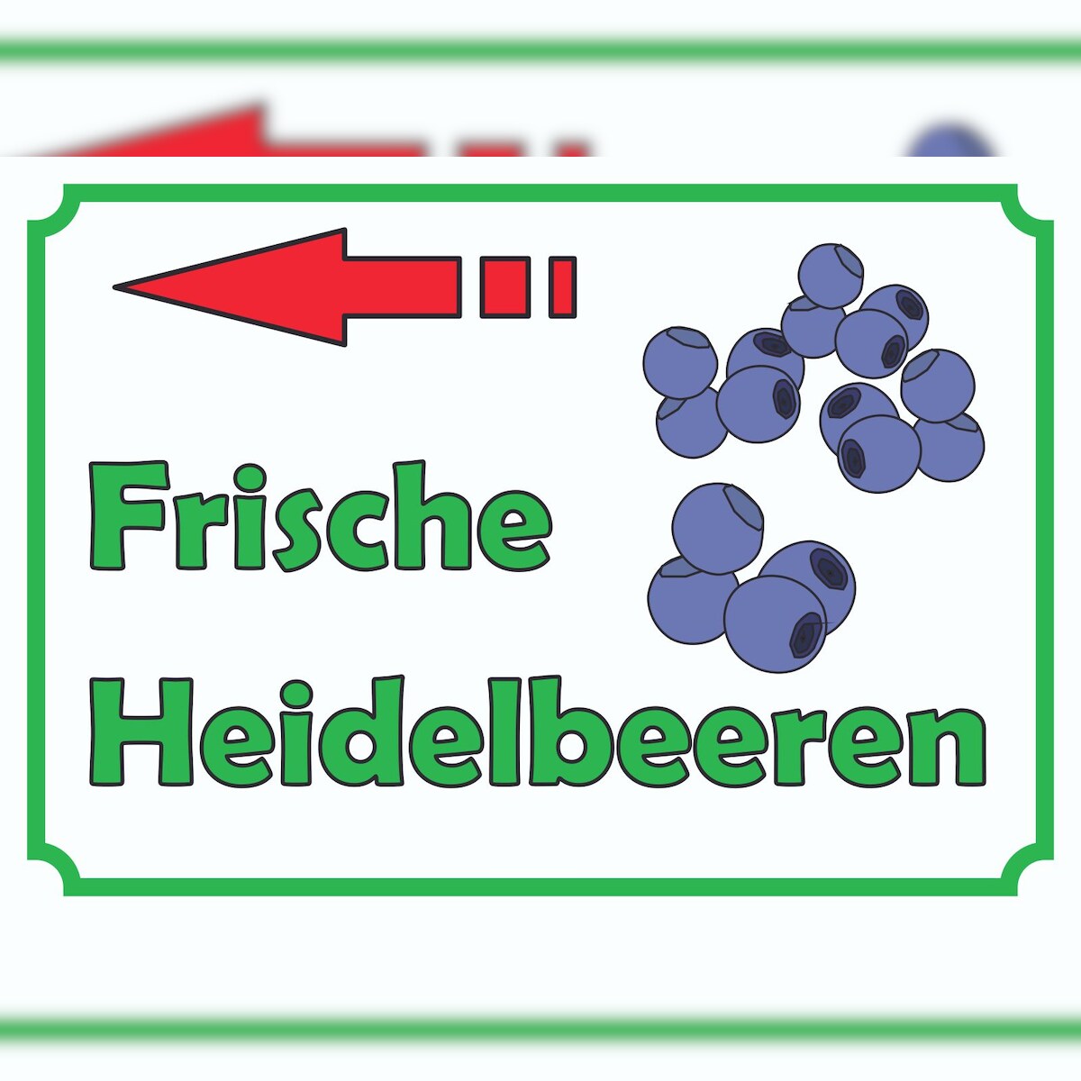 Verkaufsschild Schild Heidelbeeren links A4 (210x297mm) Image