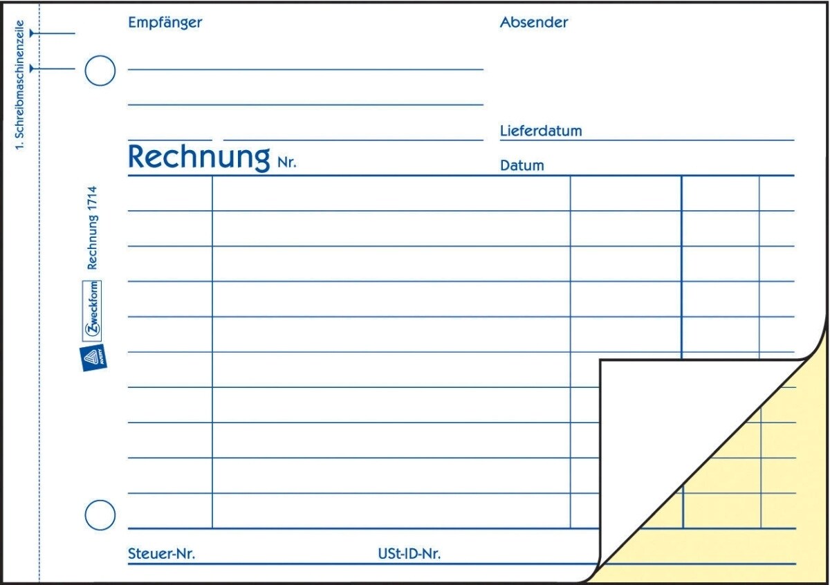 Avery Zweckform Formularbuch Rechnung A6 quer für Österreich 2x40 Blatt Image