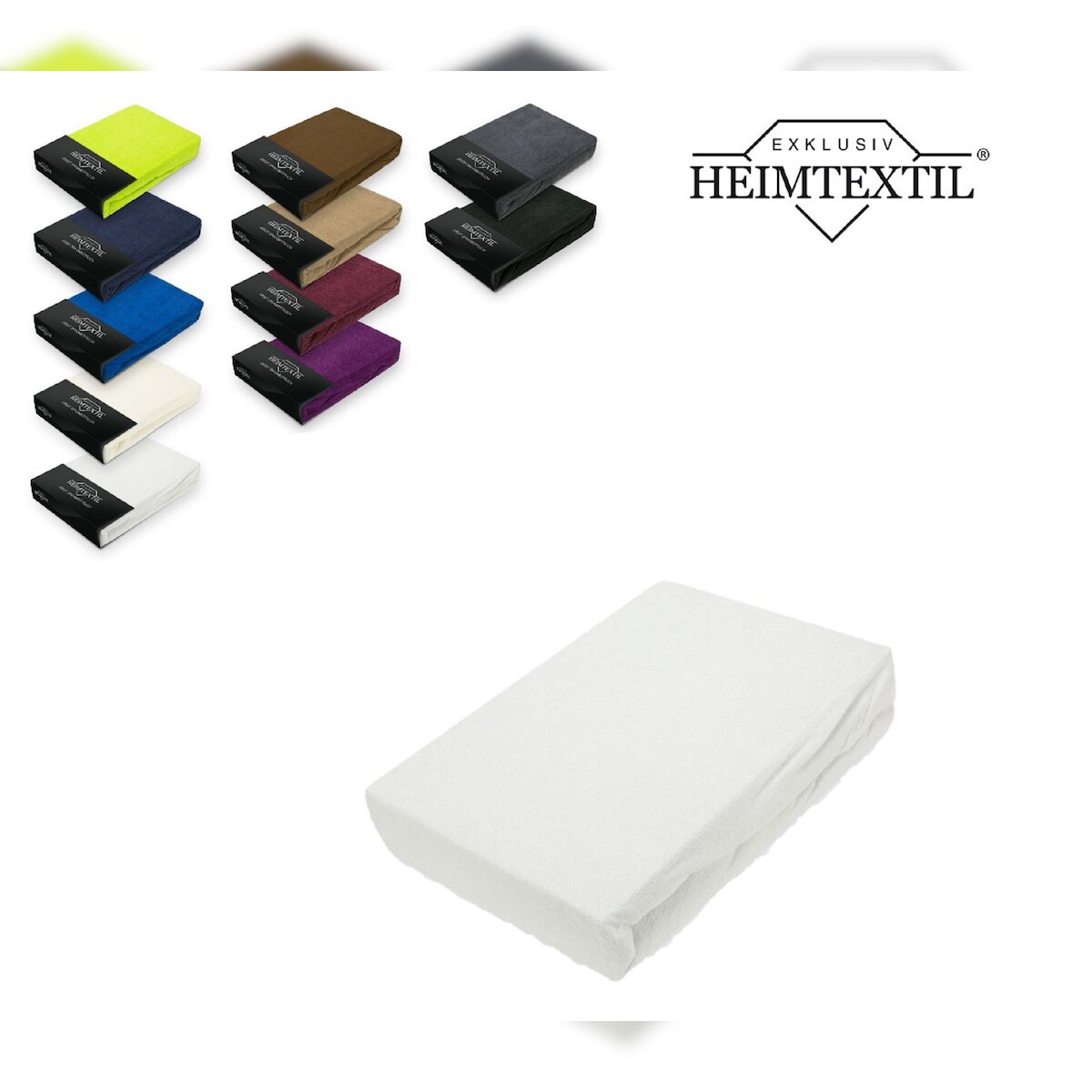 EXKLUSIV HEIMTEXTIL Frottee Spannbettlaken Rundumgummizug Marke 120 x 200 cm Weiß Image