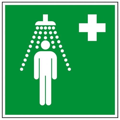 Aufkleber I Rettungszeichen Notdusche, Folie, selbstklebend, 200x200mm, ASR A1.3, DIN EN ISO 7010 E012 Image