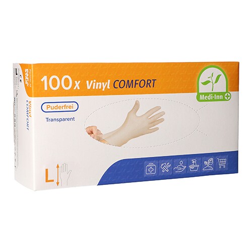 Medi-Inn® Classic 100 "Medi-Inn® Classic" Handschuhe, Vinyl puderfrei "Comfort" Größe L Image