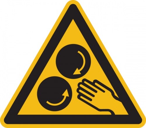 König Werbeanlagen Warnschild, Warnung vor laufenden Walzen - praxisbewährt - 100x0.45 mm Aluminium geprägt Image