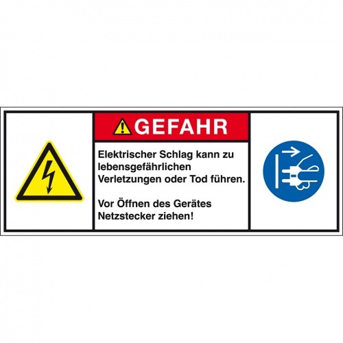 Aufkleber I Produktsicherheitsschild Gefahr-Elektrischer Schlag, RoHS konform, Folie, 100x35mm, ISO 3864-2 Image