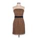 H&M Cocktail Dress - Party Strapless Sleeveless: Brown Print Dresses - Women's Size 12