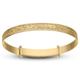 DV DOLCE VALENTINA Gold Baby Bangle 9 ct with Nice Leaf for Christening, Baby Shower, Baptism, Baby Bangle for Newborn (0-1 yrs) (Gift Message 4)