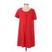 TeXTURE & THREAD Madewell Casual Dress - Shift Scoop Neck Short sleeves: Red Dresses - Women's Size 2X-Small