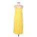 Hem & Thread Casual Dress - Shift Scoop Neck Sleeveless: Yellow Print Dresses - Women's Size Medium