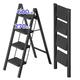 JOISCOPE 4 Step Ladder With Anti Slip Wide Treads Step Stool, 270 KG Load Capacity Lightweight Folding Step Ladder, Portable Step Stool, Indoor/Outdoor Multifunctional Safety Household Ladder, Black