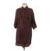 Bergdorf Goodman Casual Dress - Shirtdress Collared 3/4 sleeves: Brown Print Dresses - Women's Size 8