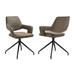 Hokku Designs Gwendel Swivel Modern Dining Chairs w/ Arms in Fabric Upholstery & Black Metal Legs Upholstered/Metal in Brown | Wayfair