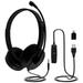 USB Headsets with Microphone Noise Cancelling PC Headphone with 3.5mm/USB Jack Stereo Headsets with Adjustable Headband Wire Computer Earphone for Business Chat Gaming Teaching